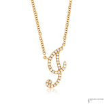 14K Yellow Gold Diamond Letter J Initial Necklace – Adjustable 18” Chain