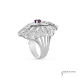 Damascena - 14KT White Gold Vintage Ruby Ring