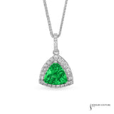 Myosotis - 14KT White Gold Trillion Tsavorite Halo Pendant