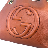 Gucci Pebbled Calfskin Medium Soho Chain Shoulder Bag Burnt Orange Copper Metallic Leather Handbag Pre-Owned