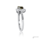 18K White Gold Trillion Alexandrite & Diamond Halo Ring | Gemstone Ring