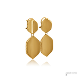 14K Yellow Gold Double Drop Shield Earrings