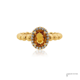 18KT Yellow Gold Orange Sapphire Diamond Ring