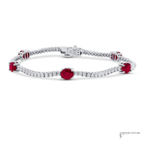 14KT White Gold Ruby & Diamond Tennis Bracelet