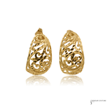 14K Yellow Gold Diamond-Cut Filigree Scroll Earrings