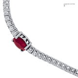 14KT White Gold Ruby & Diamond Tennis Bracelet