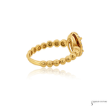 18KT Yellow Gold Orange Sapphire Diamond Ring