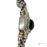 David Yurman Albion Double Wheat Chain Bracelet in Sterling Silver & 18K Yellow Gold with Black Onyx Pre-Owned