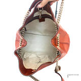 Gucci Pebbled Calfskin Medium Soho Chain Shoulder Bag Burnt Orange Copper Metallic Leather Handbag Pre-Owned