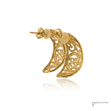 14K Yellow Gold Diamond-Cut Filigree Scroll Earrings