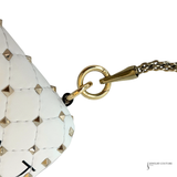 Valentino Garavani VLTN Rockstud Candystud Spike White Leather Handbag Medium with Chain Pre-Owned