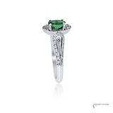 18K White Gold Natural Alexandrite & Diamond Halo Ring | Gemstone Ring