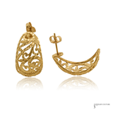 14K Yellow Gold Diamond-Cut Filigree Scroll Earrings