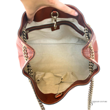 Gucci Pebbled Calfskin Medium Soho Chain Shoulder Bag Burnt Orange Copper Metallic Leather Handbag Pre-Owned
