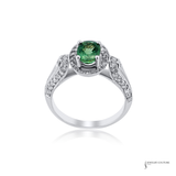 18K White Gold Natural Alexandrite & Diamond Halo Ring | Gemstone Ring
