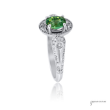 18K White Gold Natural Alexandrite & Diamond Halo Ring | Gemstone Ring