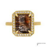 Amaranthus - 14KT Yellow Gold Rutilated Quartz Halo Ring