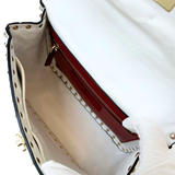 Valentino Garavani VLTN Rockstud Candystud Spike White Leather Handbag Medium with Chain Pre-Owned