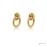 14K Yellow Gold Love Knot Open Circle Drop Earrings