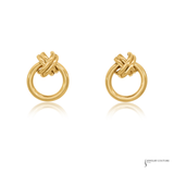 14K Yellow Gold Love Knot Open Circle Drop Earrings