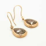 14K Yellow Gold Raw Diamond Drop Earrings Natural Rough Diamonds with Accent Diamonds