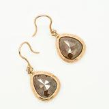 14K Yellow Gold Raw Diamond Drop Earrings Natural Rough Diamonds with Accent Diamonds