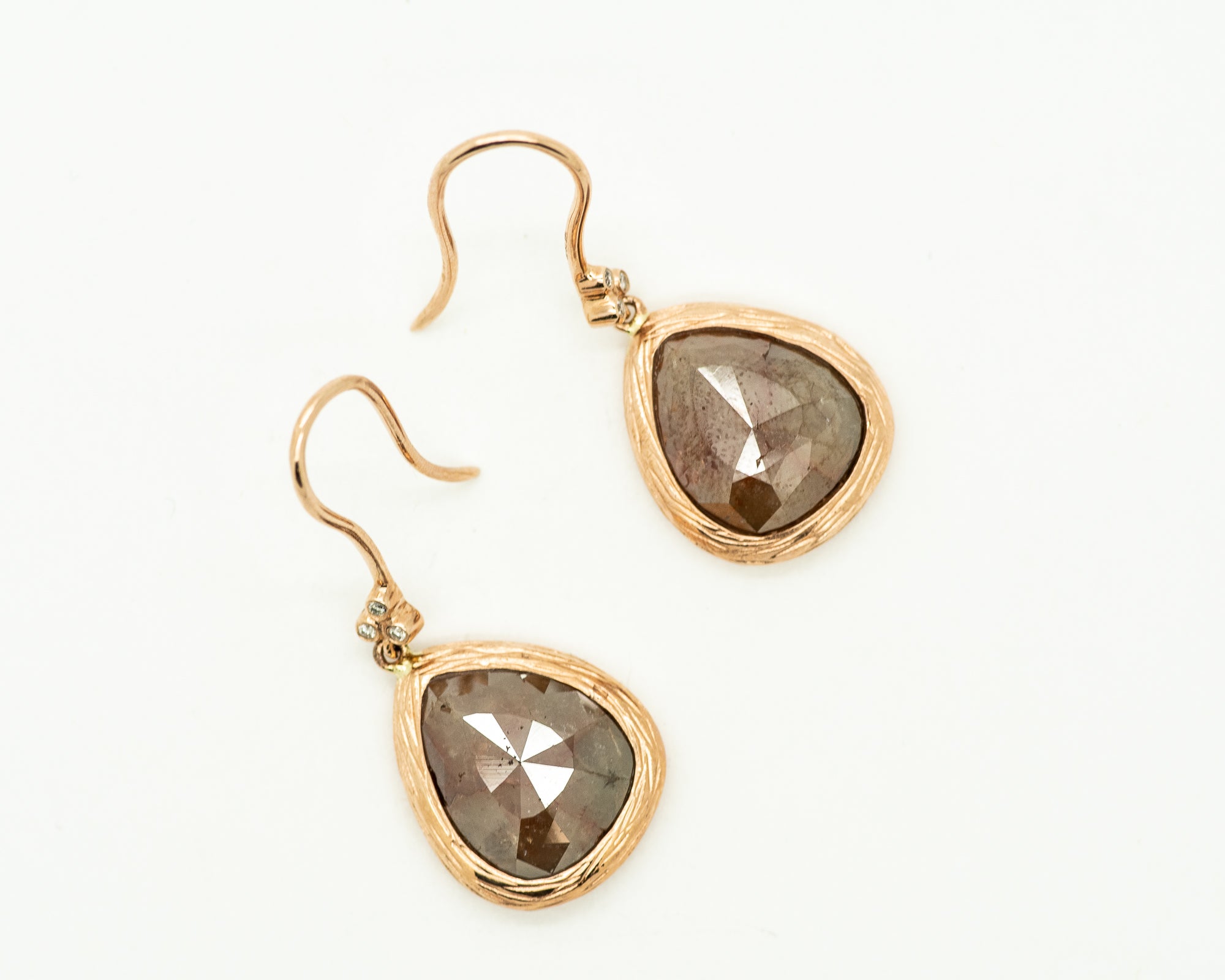 Decoage 14KT Yellow Gold Raw Natural Rough Diamond Drop Earrings