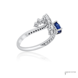 14KT White Gold Sapphire Diamond Crown Ring