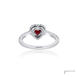 14KT White Gold Heart Ruby and Diamond Halo Ring