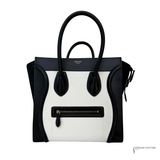 CELINE Mini Luggage Tote Bag Black & White Bicolor Calfskin Leather Pre-Owned