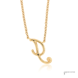 14K Yellow Gold Diamond Letter J Initial Necklace – Adjustable 18” Chain