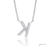 14K White Gold Diamond Letter K Initial Necklace Adjustable Chain – Personalized Alphabet Pendant for Women