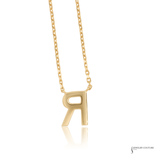 14K Yellow Gold Diamond Letter R Necklace – 0.11 CTW Initial Pendant, Adjustable 18” Chain, Personalized Fine Jewelry Gift
