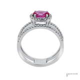 18K White Gold Pink Sapphire & Diamond Fashion Ring