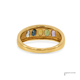 14K Yellow Gold Multi-Gemstone Color Sapphires Band Ring – Rainbow Gemstone Ring with Pink, Green, Yellow, Blue & White Stones | Fine Jewelry | Size 6.75