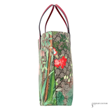 GUCCI GG Supreme Monogram Tian Medium Shopping Tote Beige Multicolor Red Pre-Owned Authentic