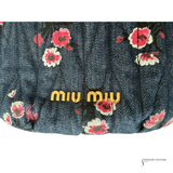 Authentic Miu Miu Denim Floral Bucket Shoulder Bag with Leather Trim – Designer Crossbody Handbag