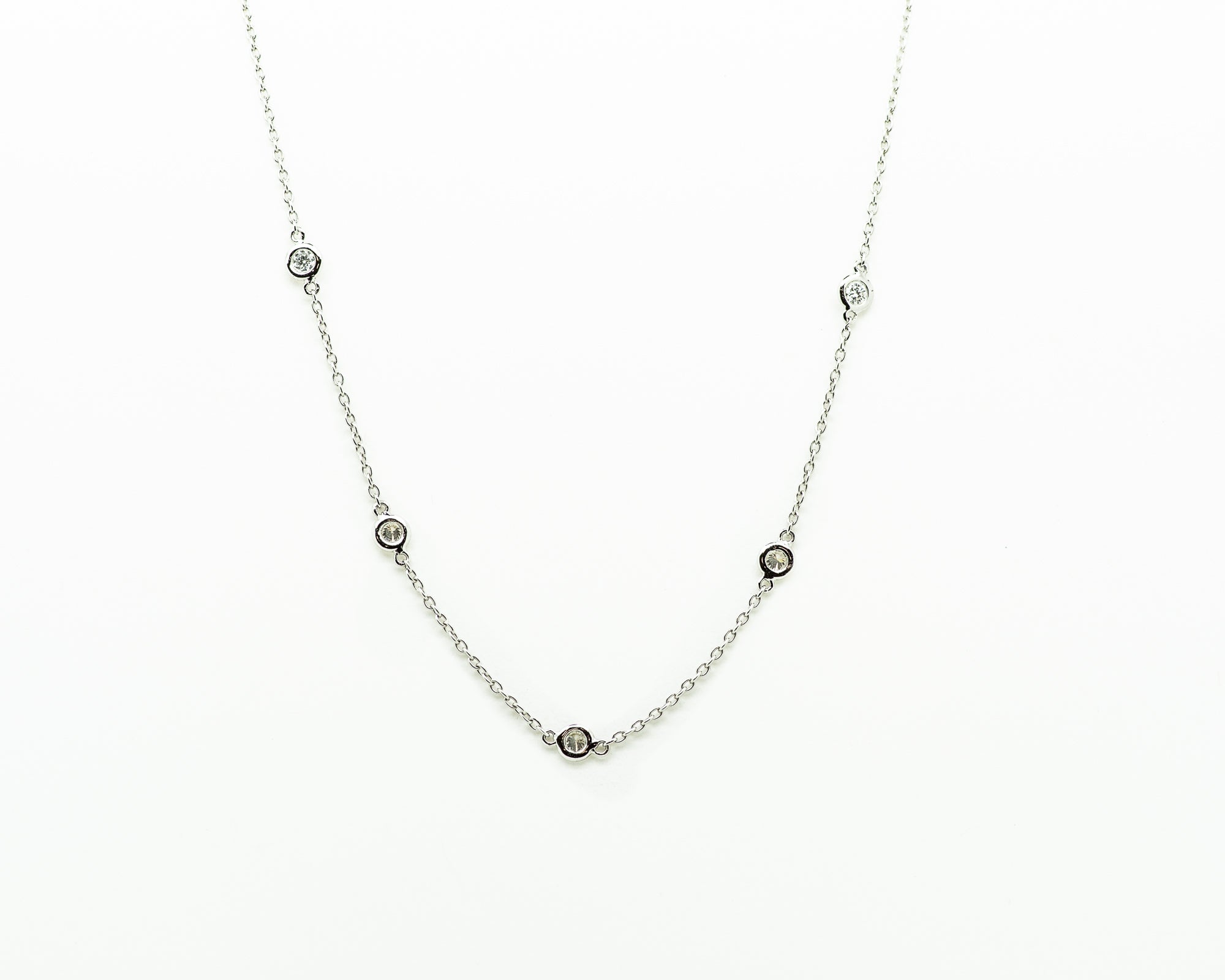 Decoage 14KT Gold Diamonds by the Yard Diamond Station Necklace