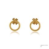 14K Yellow Gold Love Knot Open Circle Drop Earrings