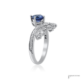14KT White Gold Sapphire Diamond Crown Ring