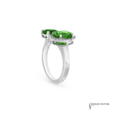 Spurge - 14KT White Gold Peridot Toi et Moi Ring