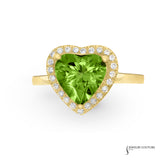 Viridiflora - 14KT Yellow Gold Peridot Heart Ring