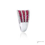 14KT White Gold Ruby and Diamond Multi-Row Right Hand Ring by Zeghani