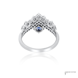 14KT White Gold Sapphire Diamond Crown Ring