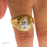 14KT & 10KT Two-Tone Diamond Masonic Ring