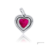 14K White Gold Heart Ruby & Diamond Halo Pendant