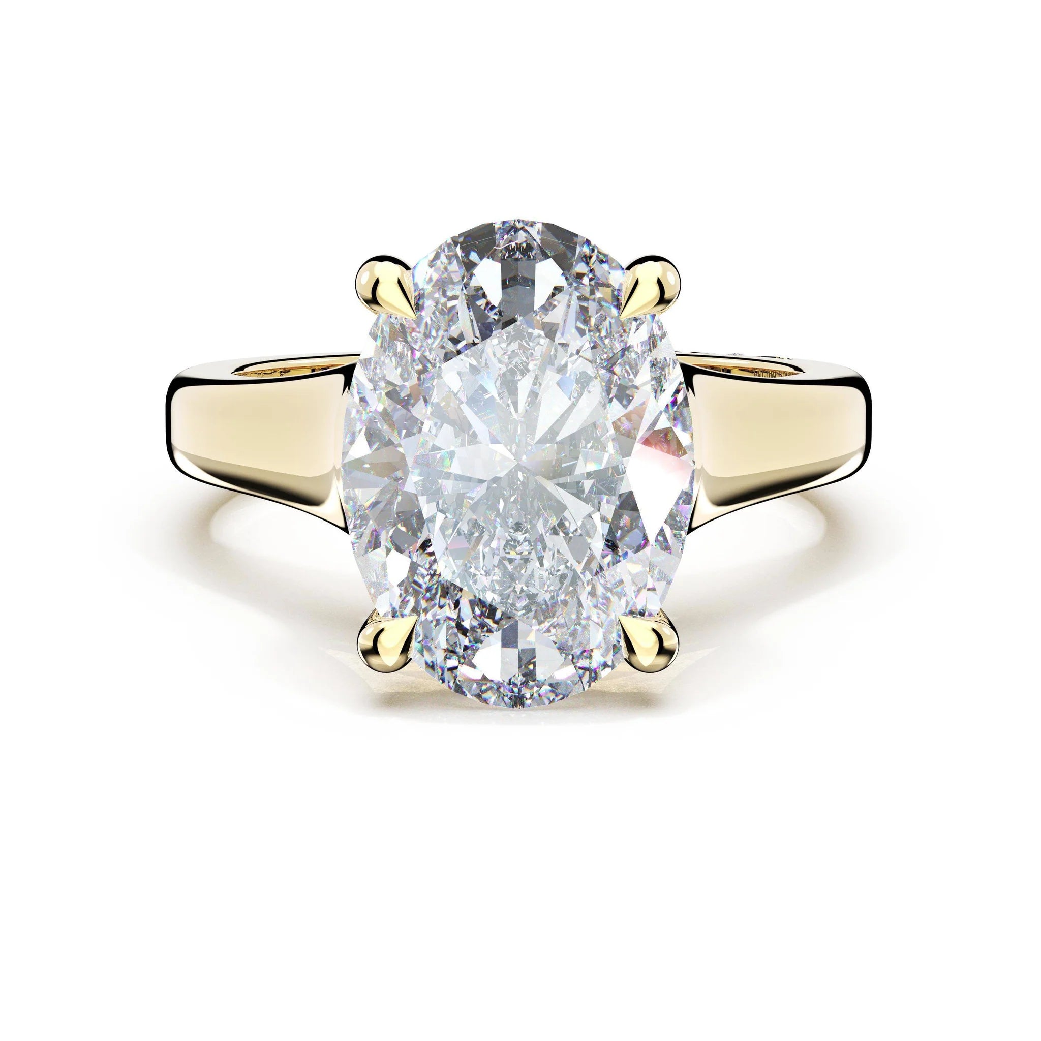 Tacori 4283OV Founder's oval wide band solitaire engagement ring in 14K yellow gold, front view