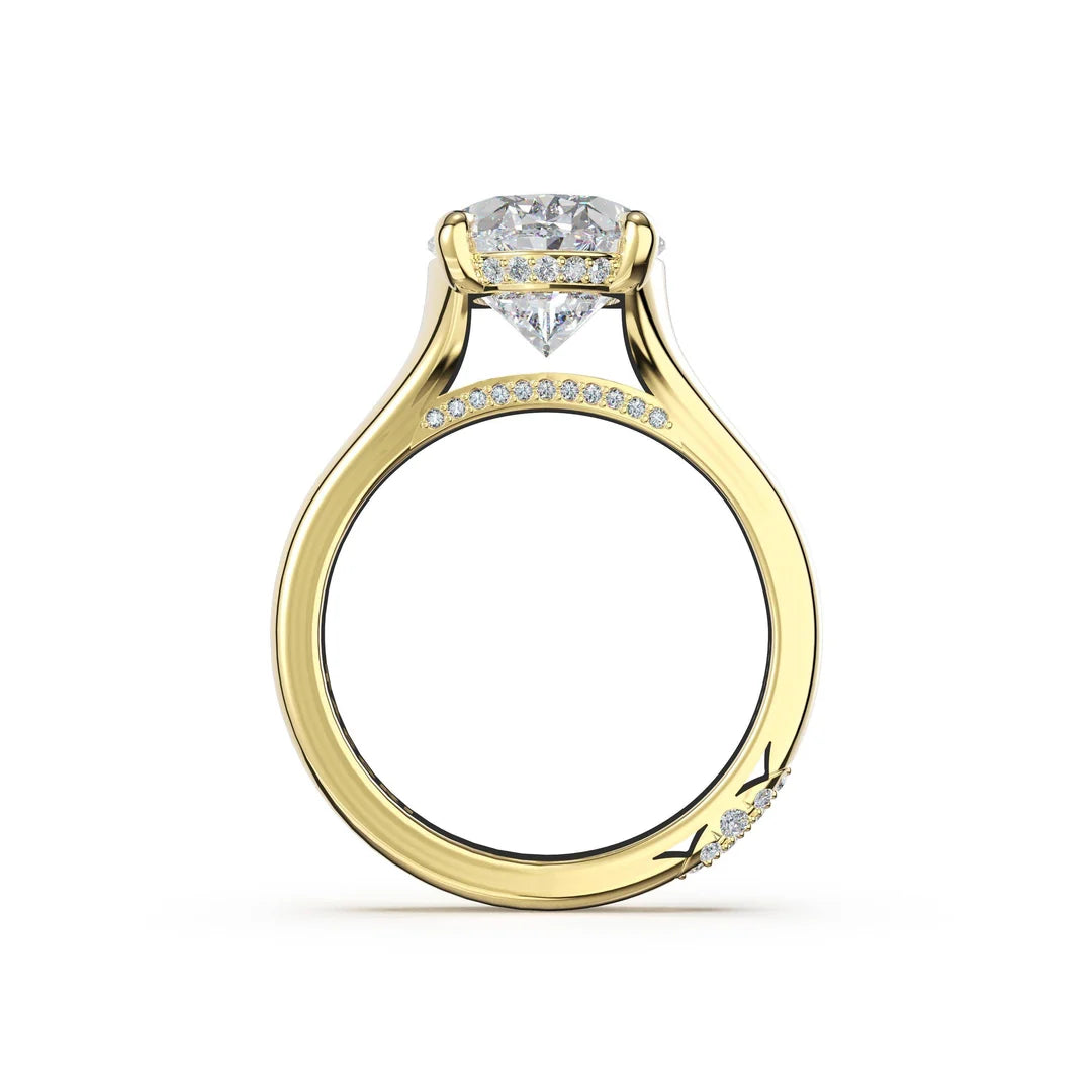 Tacori 4283OV Founder's oval solitaire engagement ring in 14K yellow gold, side profile view