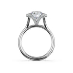 Tacori 42925RD round semi-bezel engagement ring in platinum with cathedral foundation, side profile view