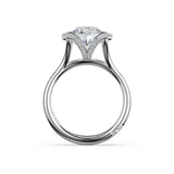 Tacori 42925RD round semi-bezel engagement ring in platinum with cathedral foundation, side profile view